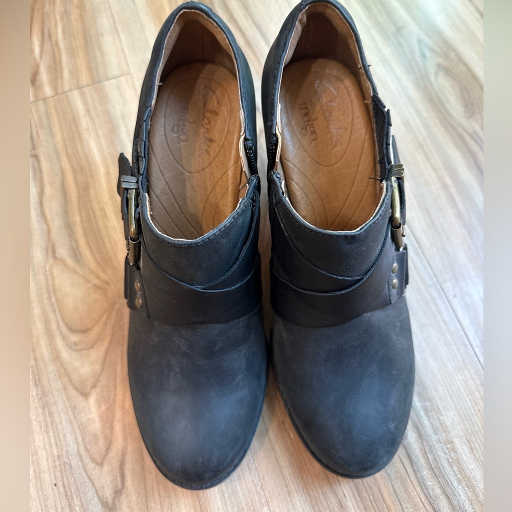 Clarks Indigo Black Leather Ankle Boots